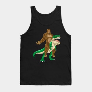 Funny Bigfoot Riding Dinosaur Tank Top